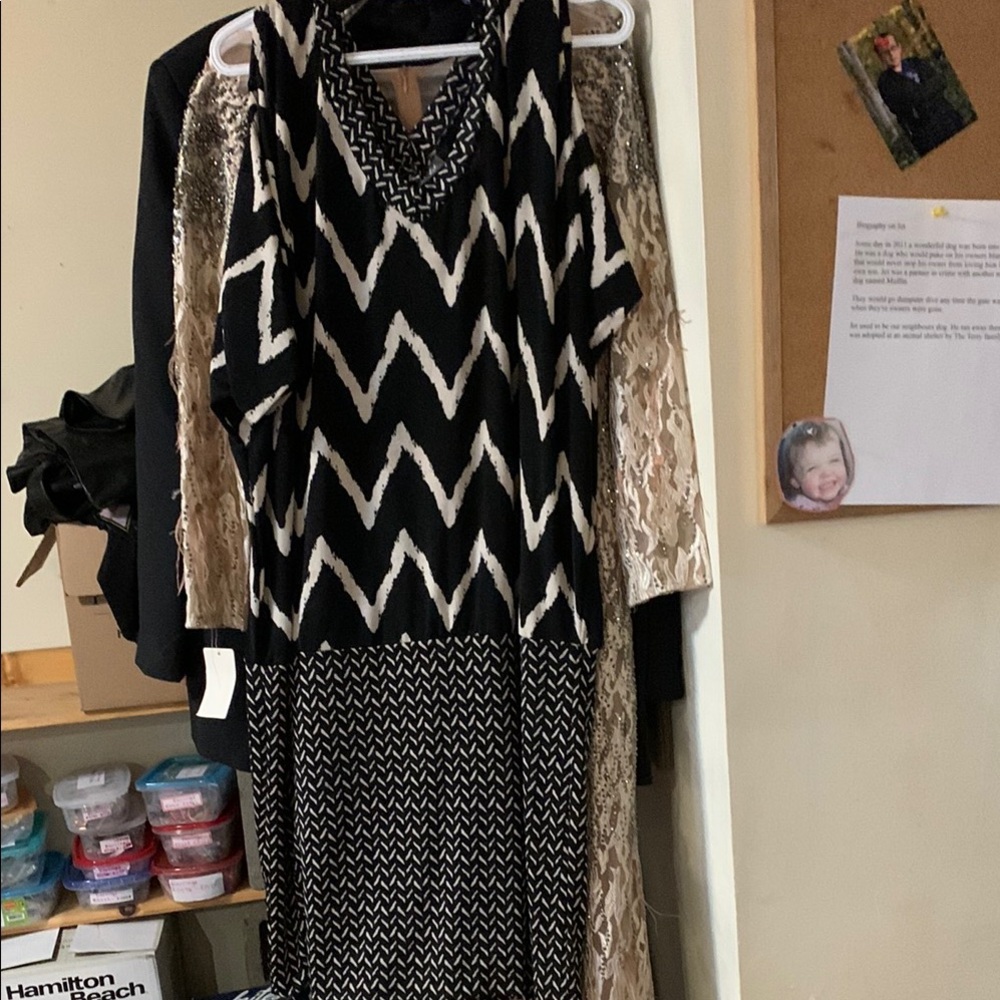 Black and White Zigzag Dress 2X